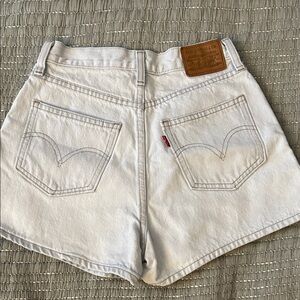 Levi's White High-Rise Denim Shorts with Leather Patch Size 24
